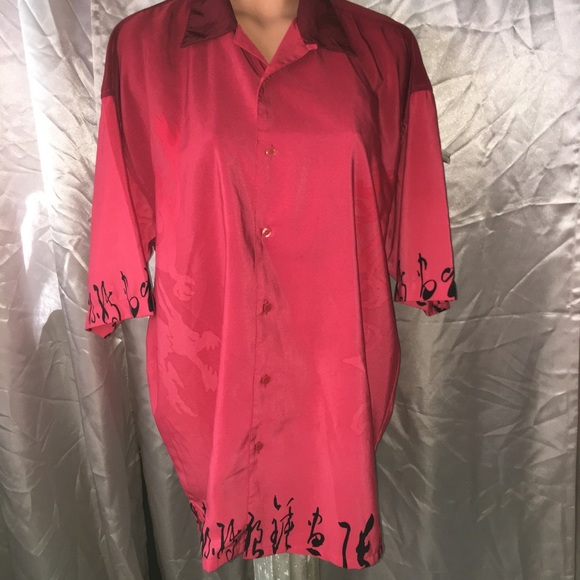 Silky Flames 🔥 Casual Button Shirt Top L - Picture 4 of 10